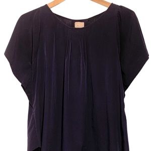 Anthropologie Silky Butterfly Sleeve Top - Navy